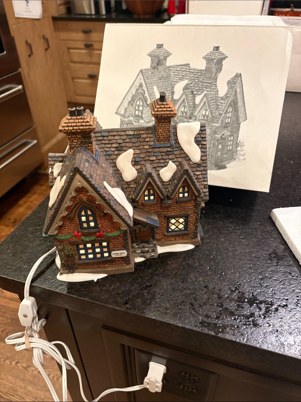 Holiday Light-Up Ceramic Cottage – Brown